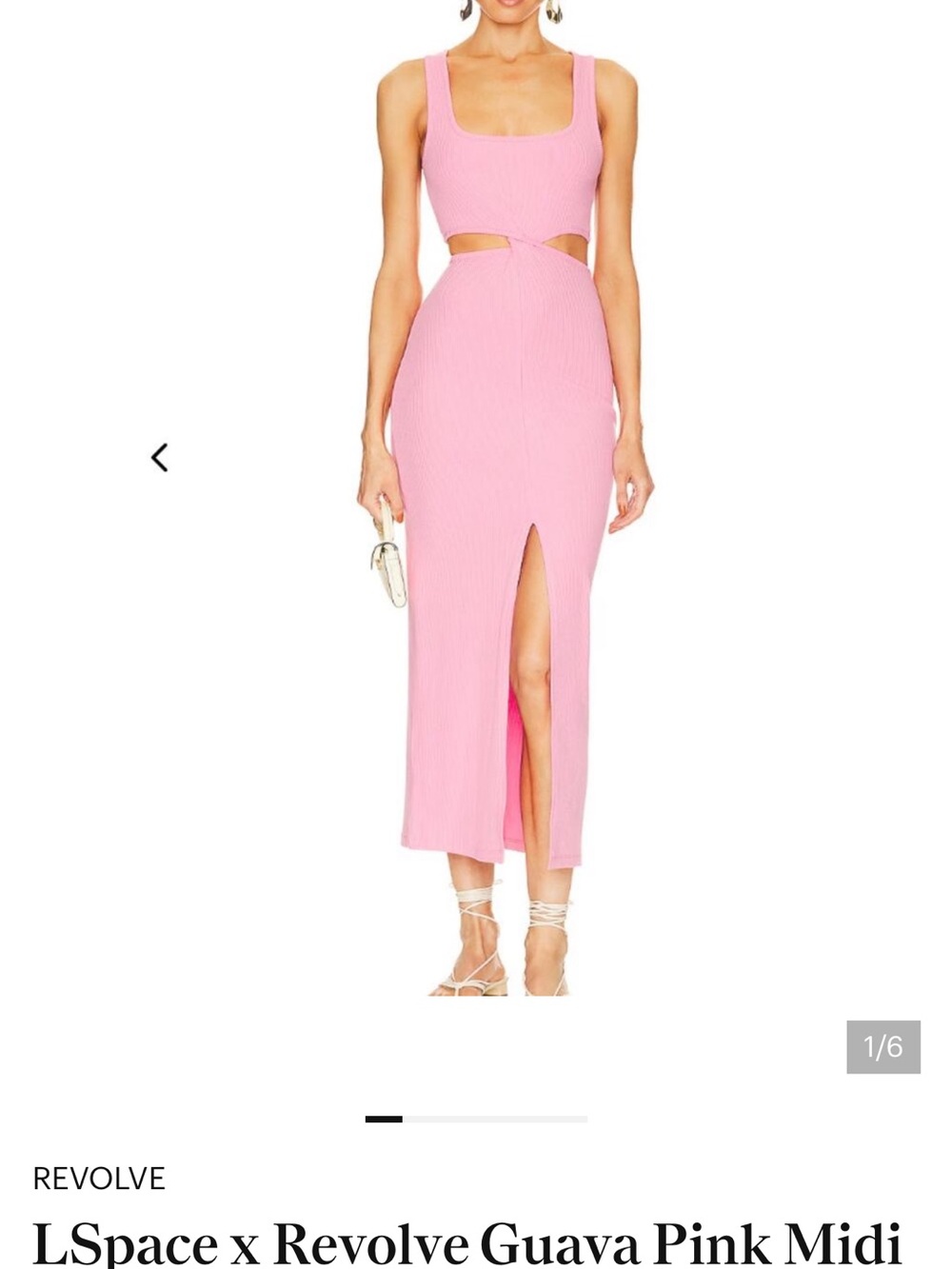 l*space Guava Pink Ribbed Cutout Midi Dress